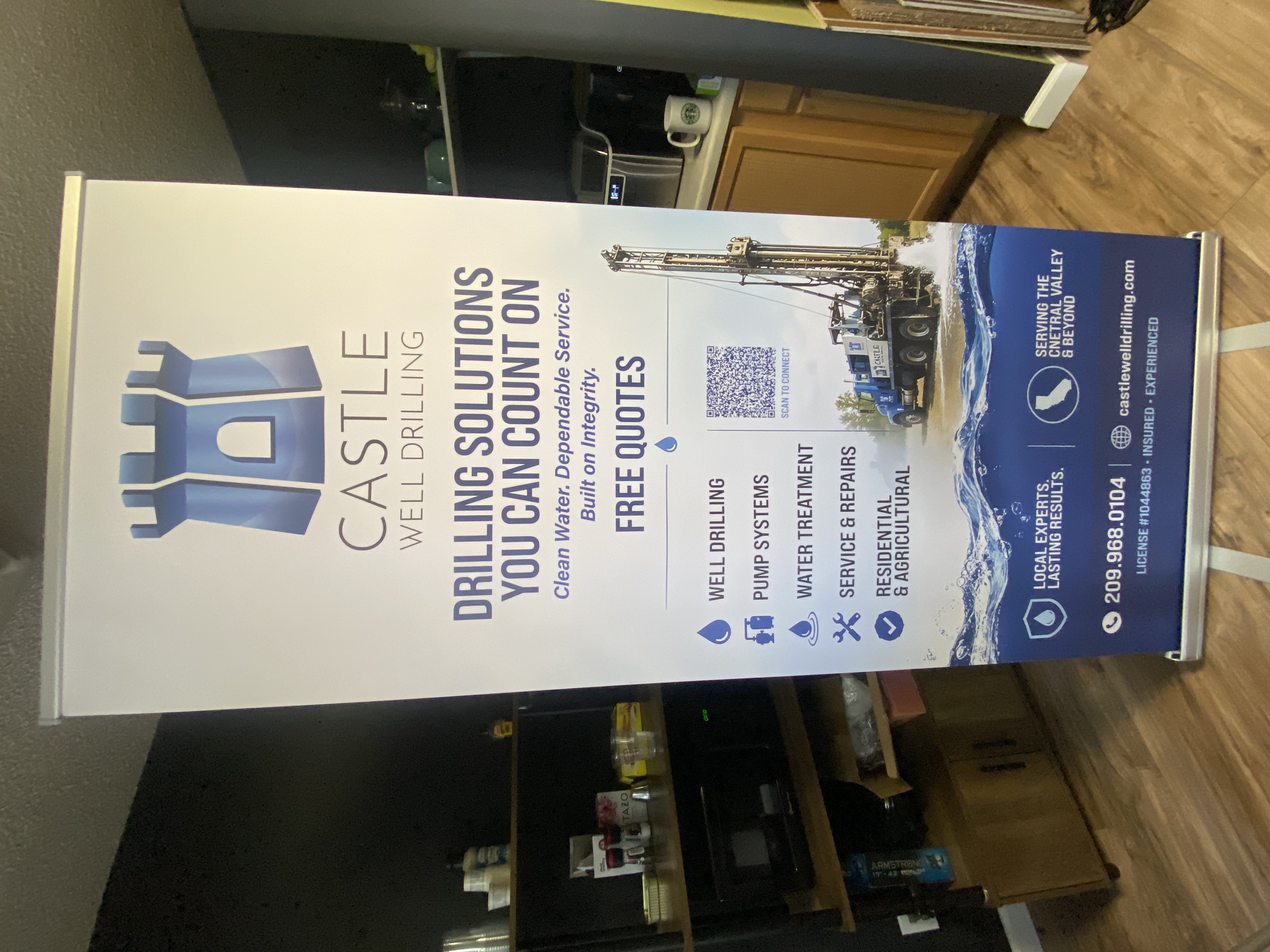 Retractable Banner for Castle Well Drilling — Riverbank, CA