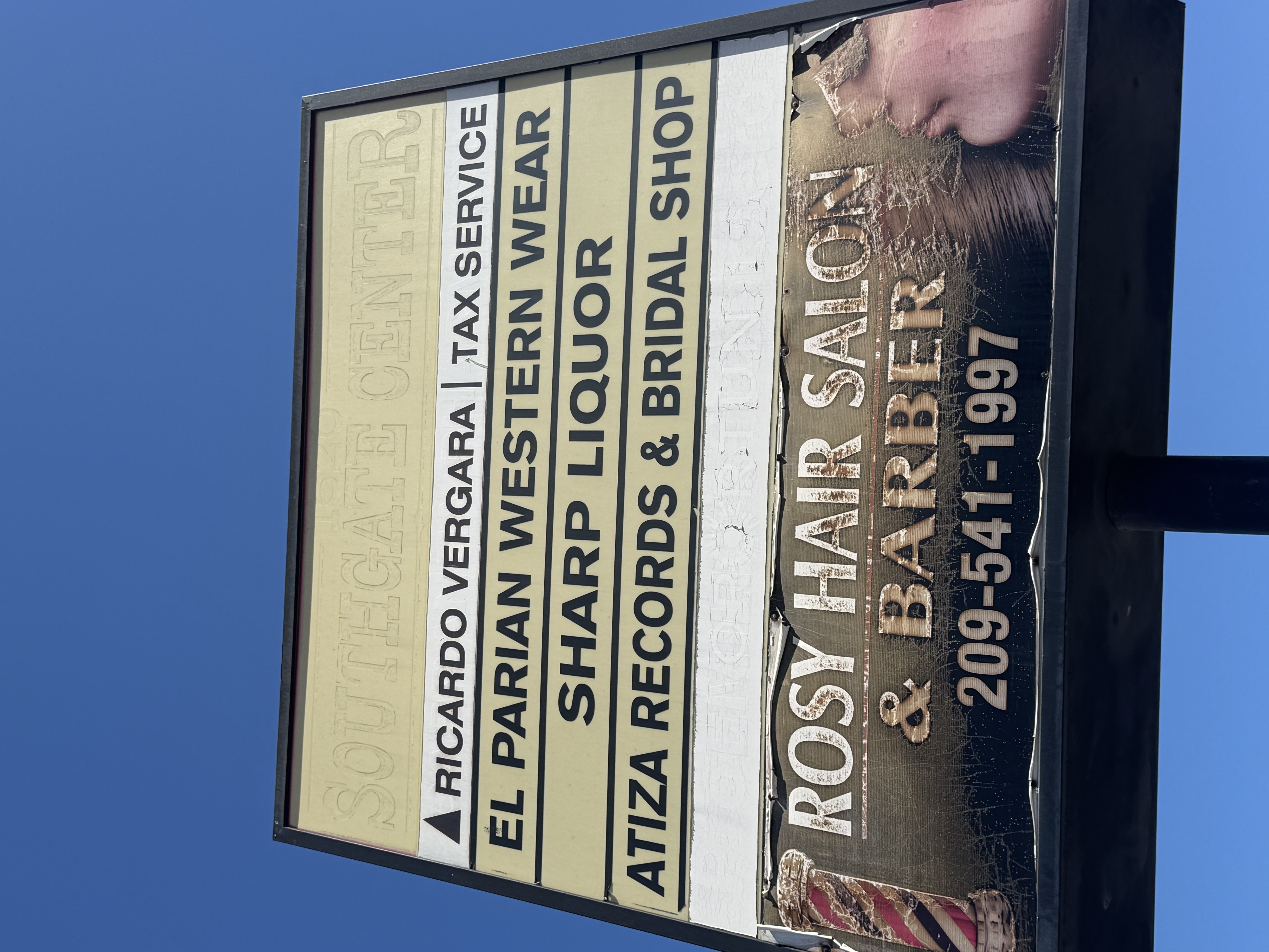 09 Previous monument sign — Rosy's Hair Salon & Barber — Modesto, CA